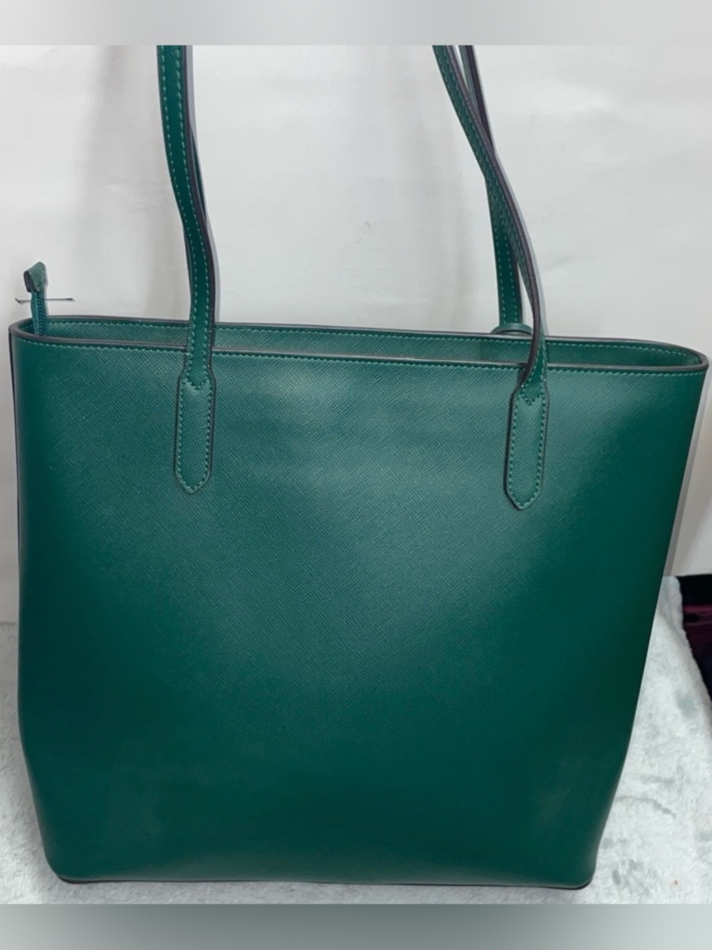 Kate Spade Brynn Emerald Green Saffiano Leather Tote Bow Charm Shoulder Bag EUC - Picture 2 of 11